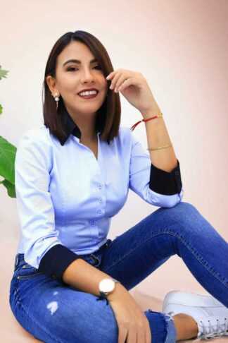 Blusa manga 3/4 celeste Merry