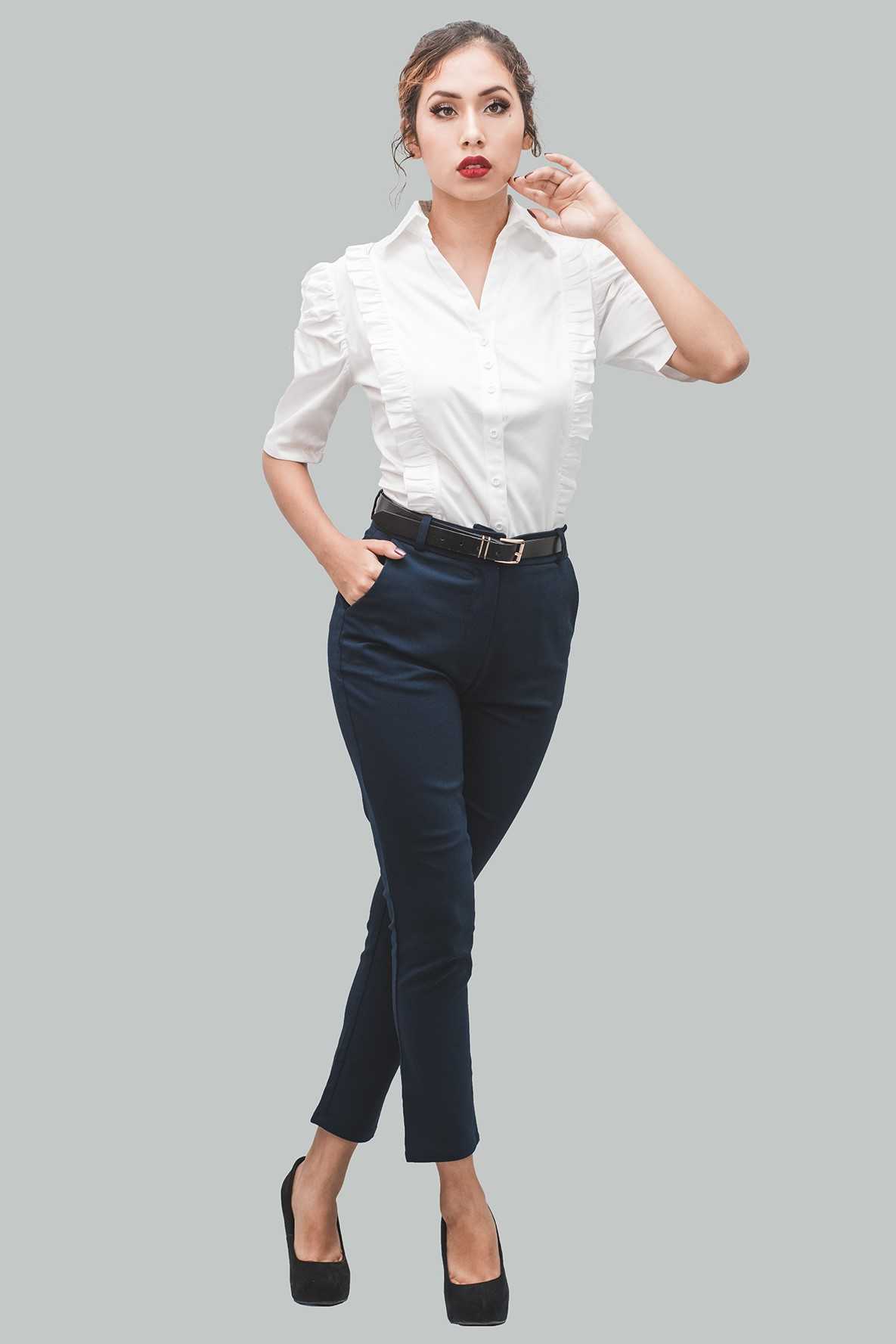 Pantalón azul a la cintura Gemma - TRONOS BOUTIQUE