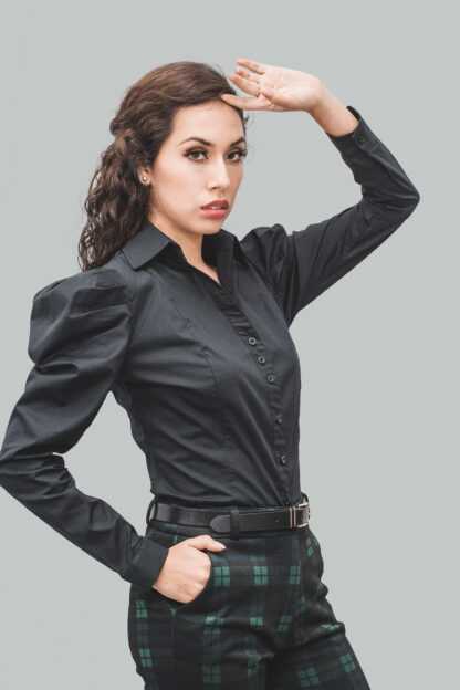 Blusa negro abullonada Vanessa - Imagen 4