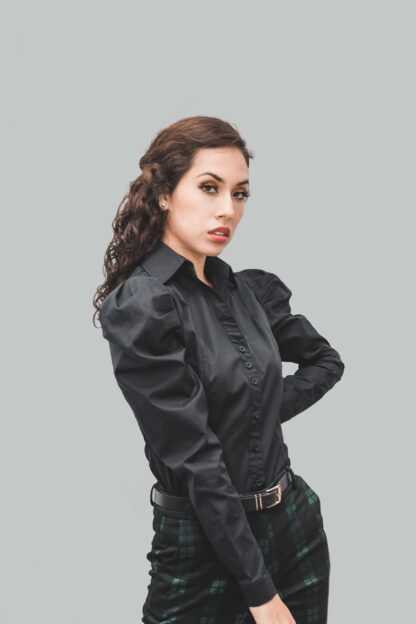 Blusa negro abullonada Vanessa - Imagen 3