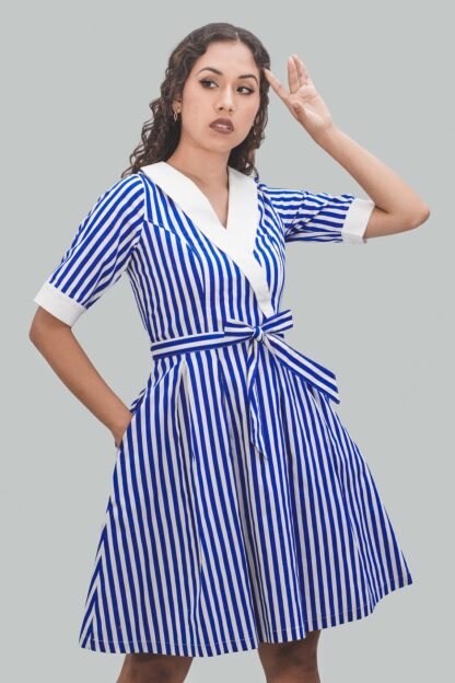 Vestido cuello smoking corte A Carolina - Imagen 4
