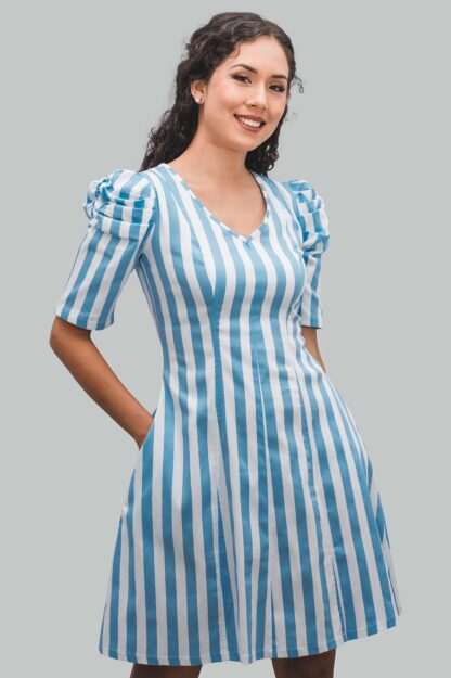 Vestido corte A diseño rayas Gracia - Imagen 2