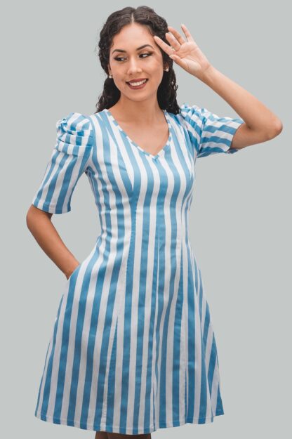 Vestido corte A diseño rayas Gracia - Imagen 4