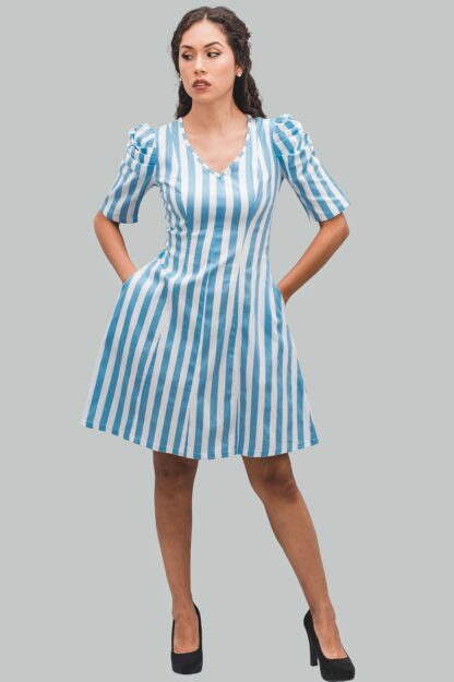 Vestido corte A diseño rayas Gracia - Imagen 3
