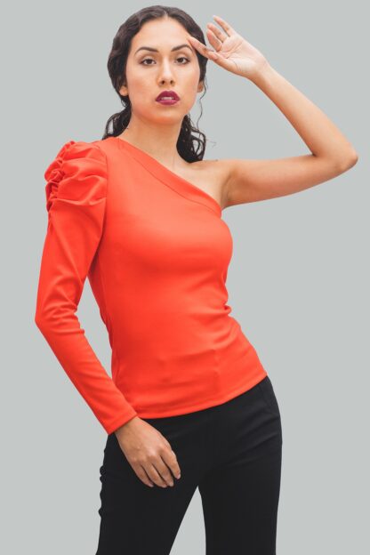 Top asimétrico naranja Antonella - Imagen 2