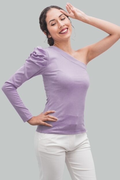 Top asimétrico lila Antonella - Imagen 2