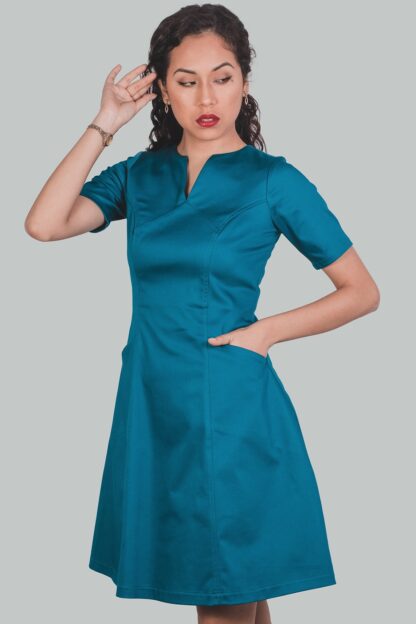 Vestido corte A cobalto Oriana - Imagen 5