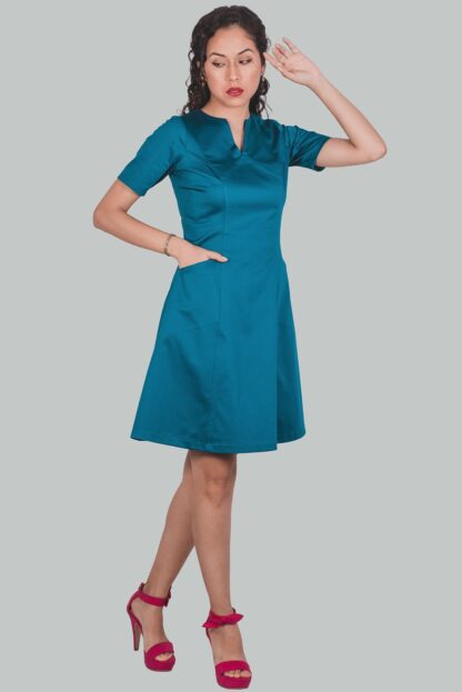 Vestido corte A cobalto Oriana - Imagen 2