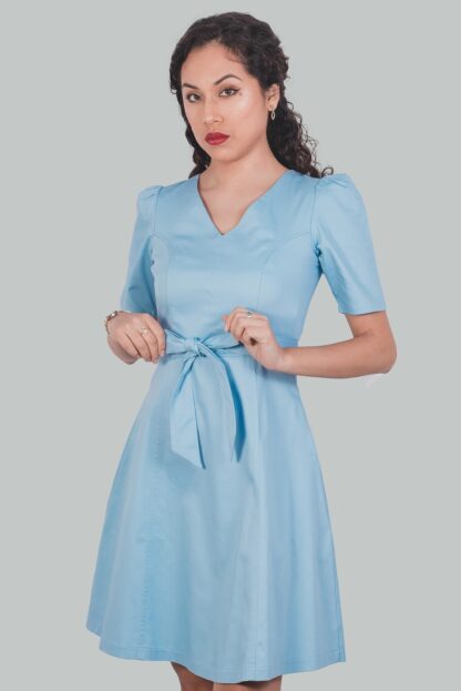 Vestido celeste Nélida corte A - Imagen 3