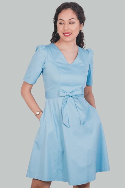 Vestido celeste Nélida corte A - Imagen 5