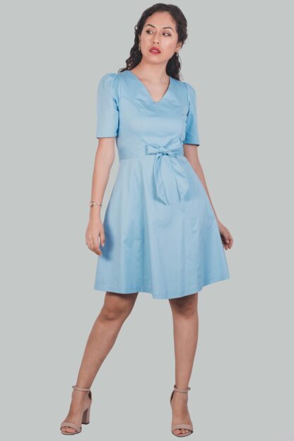 Vestido celeste Nélida corte A - Imagen 2