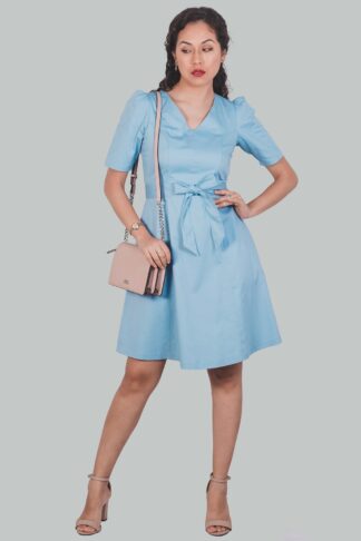 Vestido celeste Nélida corte A