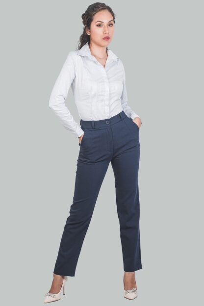 Pantalón azul recto a la cintura Julieta