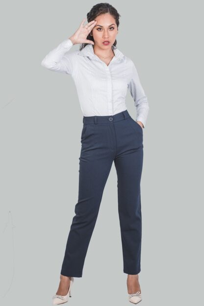 Pantalón azul recto a la cintura Julieta - Imagen 5