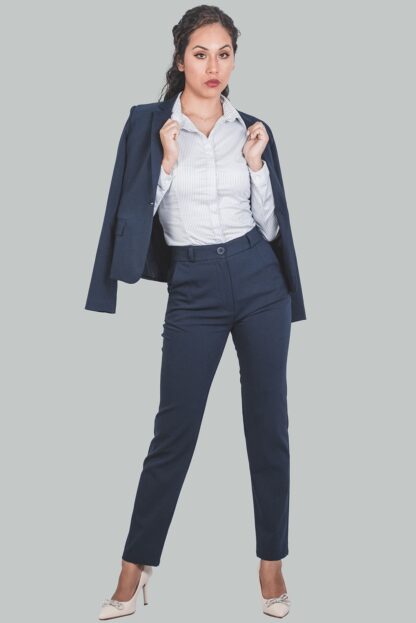 Pantalón azul recto a la cintura Julieta - Imagen 3