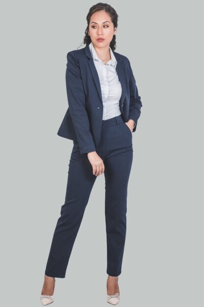Pantalón azul recto a la cintura Julieta - Imagen 2