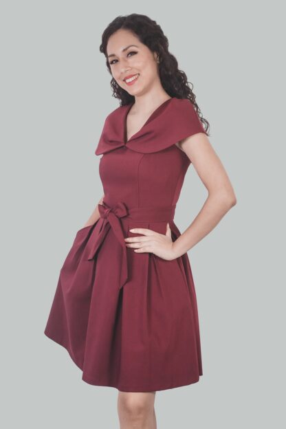 Vestido corte A vino Catalina - Imagen 2