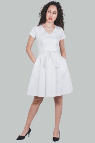 Vestido A blanco cierre delantero Dafne