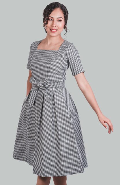 Vestido midi en A diseño cuadros Magdalena - Imagen 2