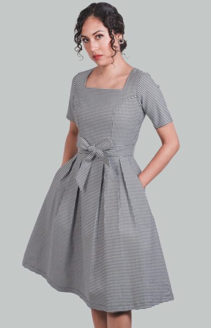 Vestido midi en A diseño cuadros Magdalena - Imagen 4