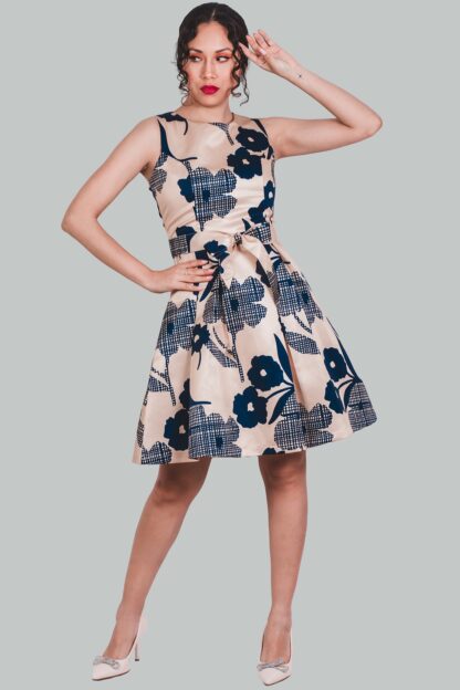 Vestido corte A dorado flores Anastasia - Imagen 2