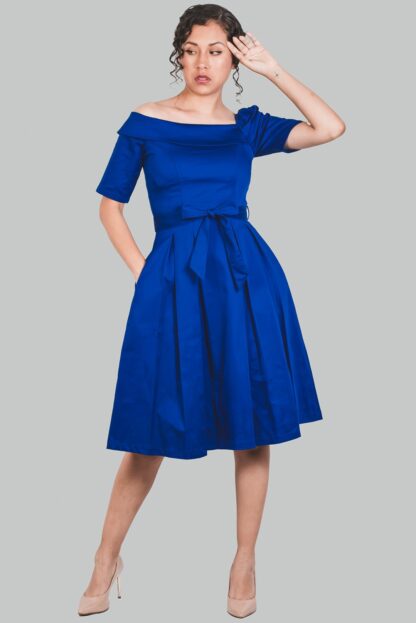 Vestido midi azulino asimétrico Adriene - Imagen 3