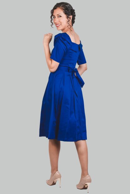 Vestido midi azulino asimétrico Adriene - Imagen 4