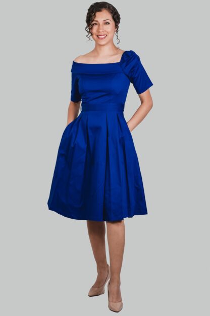 Vestido midi azulino asimétrico Adriene