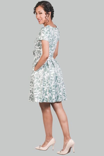Vestido corte A verde flores Marian - Imagen 5