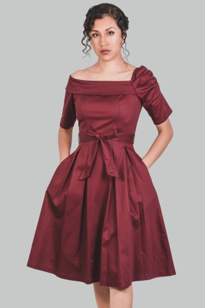 Vestido midi vino asimétrico Adriene - Imagen 2