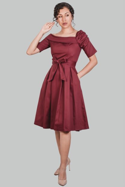Vestido midi vino asimétrico Adriene