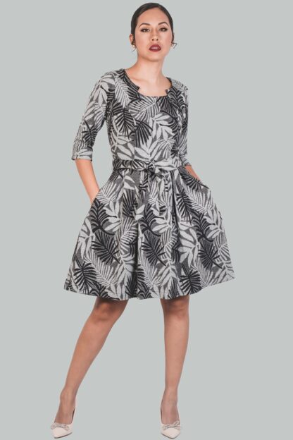 Vestido gris oscuro con flores Dalia - Imagen 5