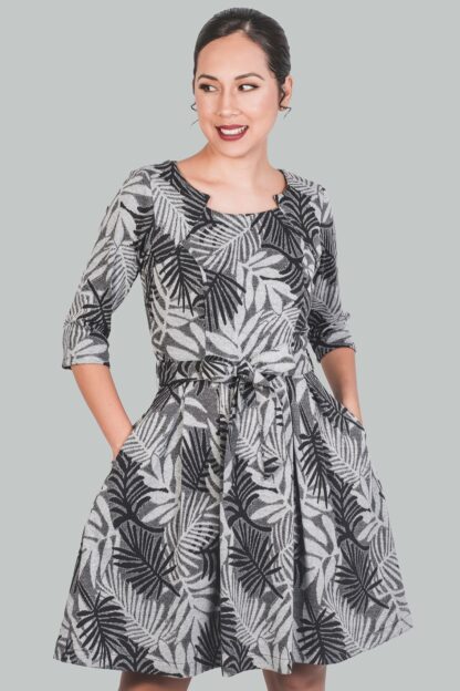 Vestido gris oscuro con flores Dalia - Imagen 4