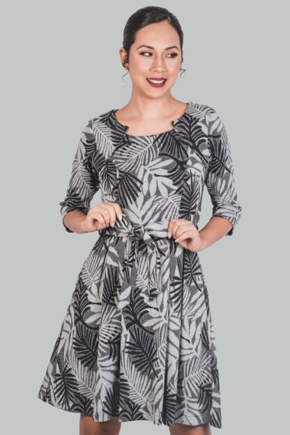 Vestido gris oscuro con flores Dalia - Imagen 2