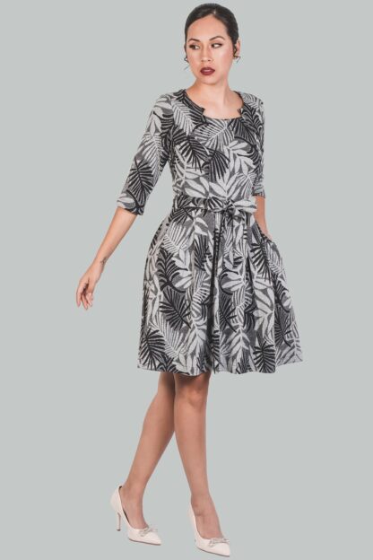 Vestido gris oscuro con flores Dalia - Imagen 3