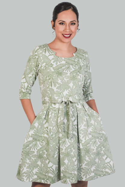 Vestido verde con flores corte A Dalia - Imagen 4