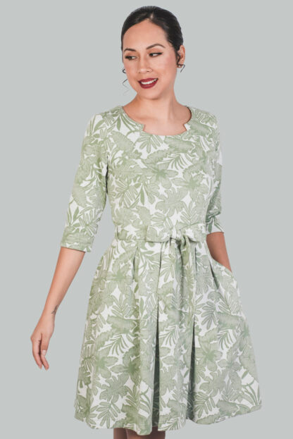 Vestido verde con flores corte A Dalia - Imagen 2