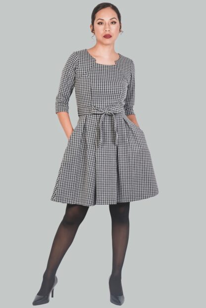 Vestido cuadro vichy negro y gris Dalia - Imagen 3