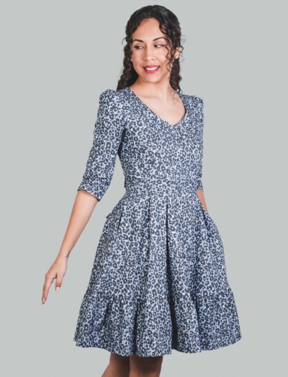 Vestido corte A print azul Zuleika - Imagen 5