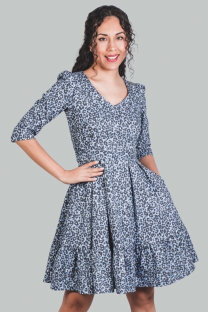 Vestido corte A print azul Zuleika - Imagen 3