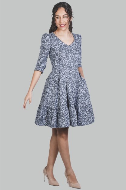 Vestido corte A print azul Zuleika - Imagen 2