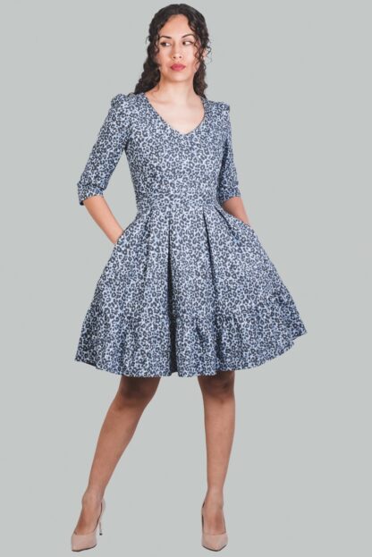 Vestido corte A print azul Zuleika