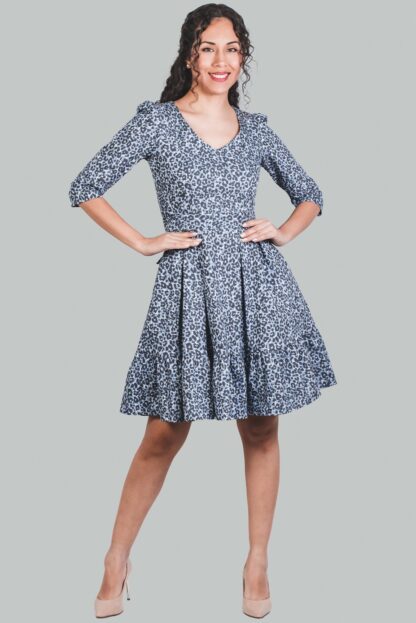 Vestido corte A print azul Zuleika - Imagen 4