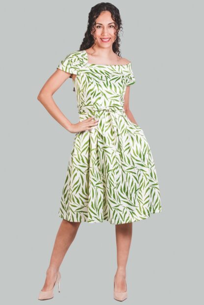 Vestido midi asimétrico verde diseño Kaelis - Imagen 3