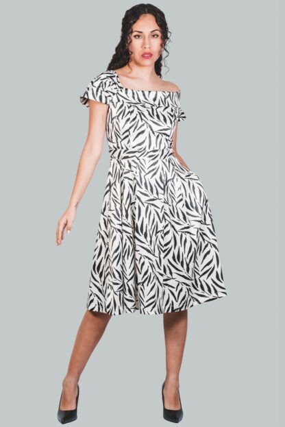 Vestido midi asimétrico negro diseño Kaelis