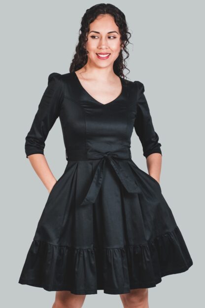 Vestido corte A negro Zuleika - Imagen 4