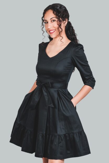 Vestido corte A negro Zuleika - Imagen 2