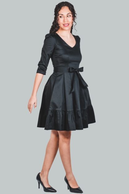 Vestido corte A negro Zuleika - Imagen 3