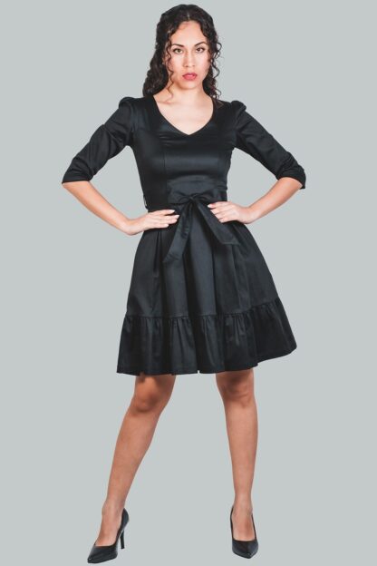 Vestido corte A negro Zuleika - Imagen 5