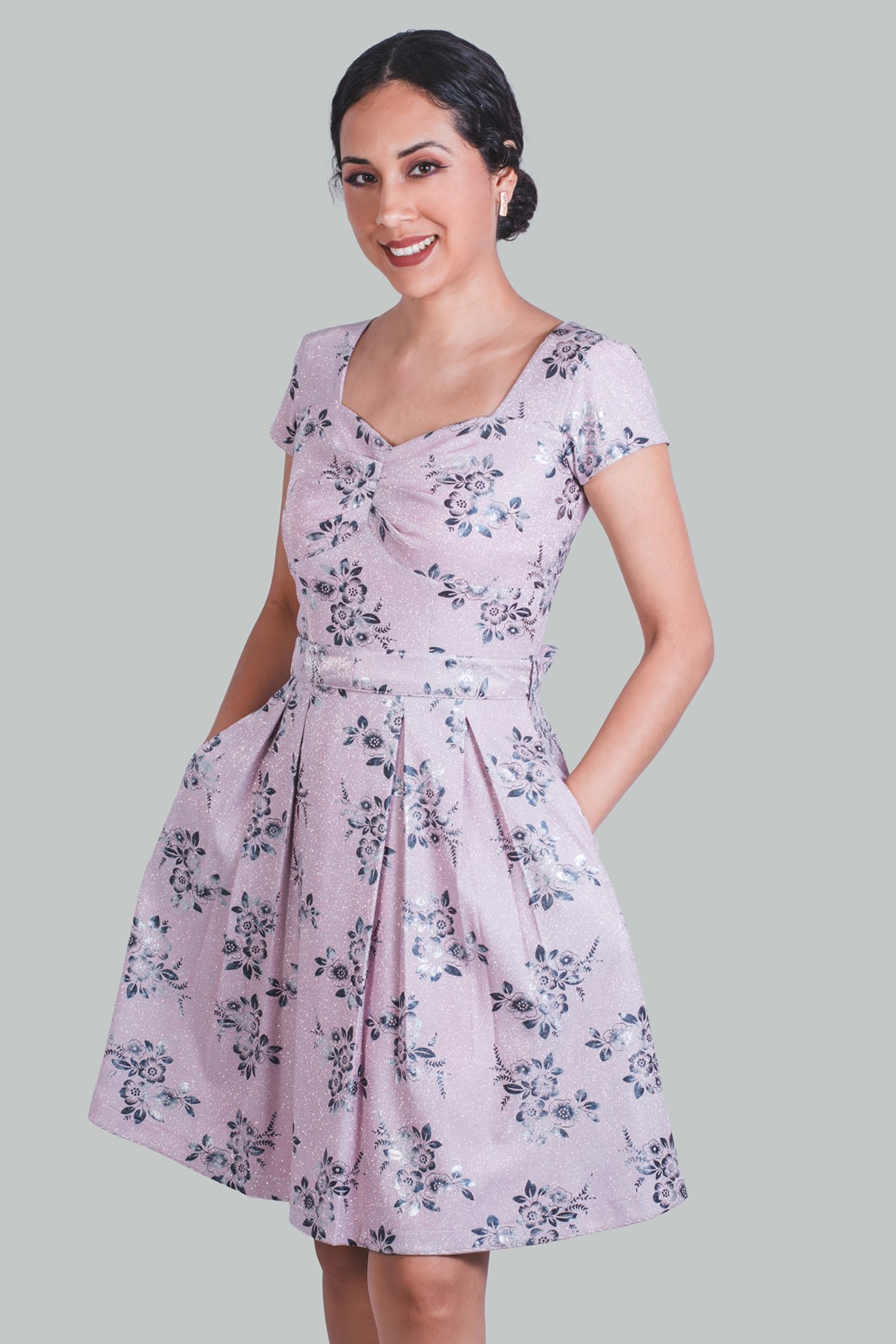 Vestido en A rosa flores Zafiro - Imagen 2